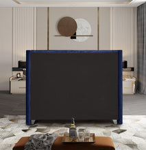 Load image into Gallery viewer, Aiden Navy Velvet King Bed