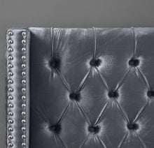 Load image into Gallery viewer, Aiden Grey Velvet Queen Bed