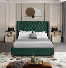 Load image into Gallery viewer, Barolo Green Velvet Queen Bed