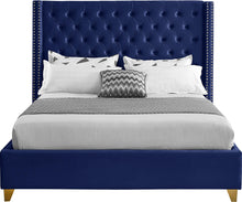 Load image into Gallery viewer, Barolo Navy Velvet King Bed