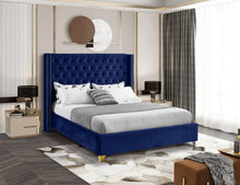 Load image into Gallery viewer, Barolo Navy Velvet Queen Bed