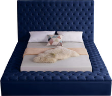 Load image into Gallery viewer, Bliss Navy Velvet Queen Bed (3 Boxes)