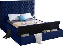 Load image into Gallery viewer, Bliss Navy Velvet Queen Bed (3 Boxes)