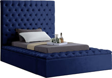 Load image into Gallery viewer, Bliss Navy Velvet Twin Bed (3 Boxes)