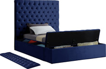 Load image into Gallery viewer, Bliss Navy Velvet Twin Bed (3 Boxes)