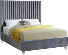Load image into Gallery viewer, Candace Grey Velvet King Bed