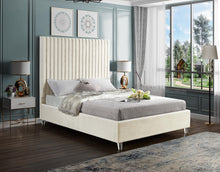 Load image into Gallery viewer, Candace Cream Velvet Queen Bed