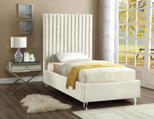 Load image into Gallery viewer, Candace Cream Velvet Twin Bed