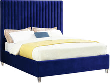 Load image into Gallery viewer, Candace Navy Velvet King Bed