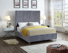Load image into Gallery viewer, Candace Grey Velvet Full Bed