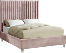Load image into Gallery viewer, Candace Pink Velvet Queen Bed