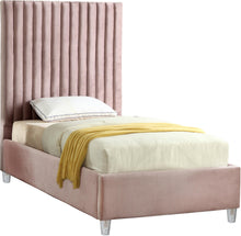 Load image into Gallery viewer, Candace Pink Velvet Twin Bed