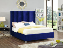 Load image into Gallery viewer, Candace Navy Velvet King Bed