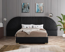 Load image into Gallery viewer, Cleo Black Velvet Queen Bed (3 Boxes)