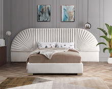 Load image into Gallery viewer, Cleo Cream Velvet Queen Bed (3 Boxes)