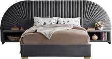 Load image into Gallery viewer, Cleo Grey Velvet Queen Bed (3 Boxes)