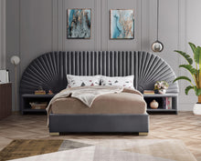 Load image into Gallery viewer, Cleo Grey Velvet King Bed (3 Boxes)