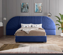 Load image into Gallery viewer, Cleo Navy Velvet Queen Bed (3 Boxes)