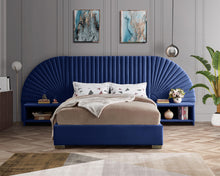 Load image into Gallery viewer, Cleo Navy Velvet Queen Bed (3 Boxes)