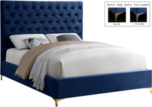 Load image into Gallery viewer, Cruz Navy Velvet Queen Bed