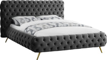 Load image into Gallery viewer, Delano Grey Velvet Queen Bed