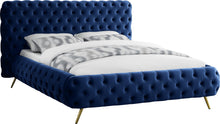 Load image into Gallery viewer, Delano Navy Velvet Queen Bed