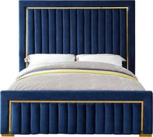 Load image into Gallery viewer, Dolce Navy Velvet Queen Bed (3 Boxes)