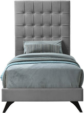 Load image into Gallery viewer, Elly Grey Velvet Twin Bed