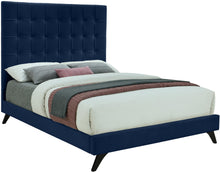 Load image into Gallery viewer, Elly Navy Velvet Queen Bed
