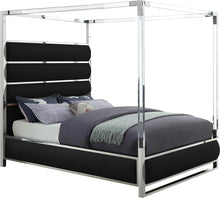 Load image into Gallery viewer, Encore Black Faux Leather Queen Bed (4 Boxes)