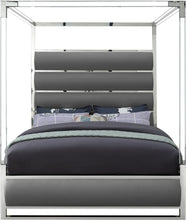 Load image into Gallery viewer, Encore Grey Faux Leather Queen Bed (4 Boxes)