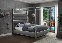 Load image into Gallery viewer, Encore Grey Faux Leather King Bed (4 Boxes)
