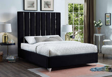 Load image into Gallery viewer, Enzo Black Velvet Queen Bed