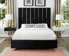 Load image into Gallery viewer, Enzo Black Velvet Queen Bed