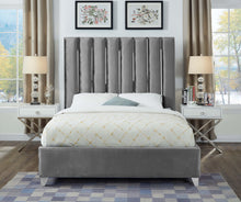 Load image into Gallery viewer, Enzo Grey Velvet King Bed