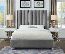 Load image into Gallery viewer, Enzo Grey Velvet Queen Bed