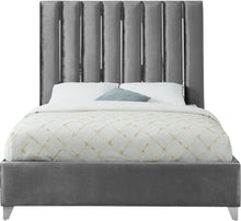Load image into Gallery viewer, Enzo Grey Velvet Queen Bed