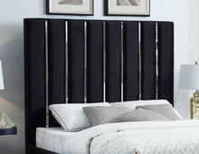 Load image into Gallery viewer, Enzo Black Velvet Queen Bed