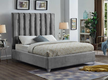 Load image into Gallery viewer, Enzo Grey Velvet Full Bed