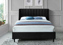 Load image into Gallery viewer, Eva Black Velvet Queen Bed