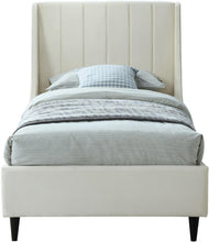 Load image into Gallery viewer, Eva Cream Velvet Twin Bed