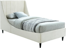 Load image into Gallery viewer, Eva Cream Velvet Twin Bed