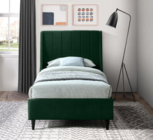 Load image into Gallery viewer, Eva Green Velvet Twin Bed