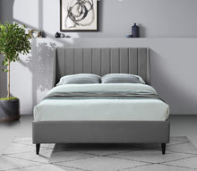Load image into Gallery viewer, Eva Grey Velvet King Bed
