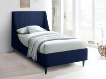 Load image into Gallery viewer, Eva Navy Velvet Twin Bed