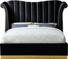 Load image into Gallery viewer, Flora Black Velvet King Bed (3 Boxes)
