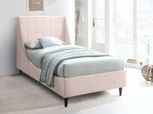 Load image into Gallery viewer, Eva Pink Velvet Twin Bed
