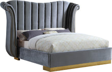 Load image into Gallery viewer, Flora Grey Velvet King Bed (3 Boxes)