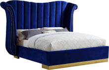 Load image into Gallery viewer, Flora Navy Velvet King Bed (3 Boxes)