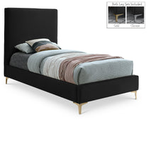 Load image into Gallery viewer, Geri Black Velvet Twin Bed